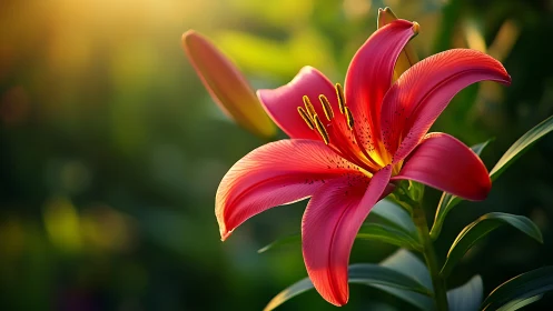 Crimson Lily Ablaze: Nature's Velvet Torch Unfurls.