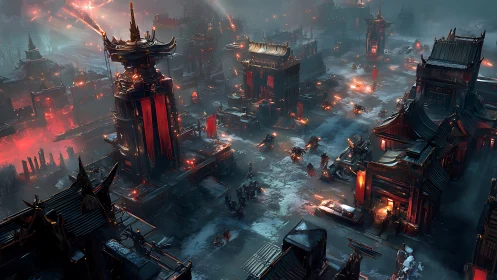 Crimson war banners ignite a storm over the frostbitten citadel