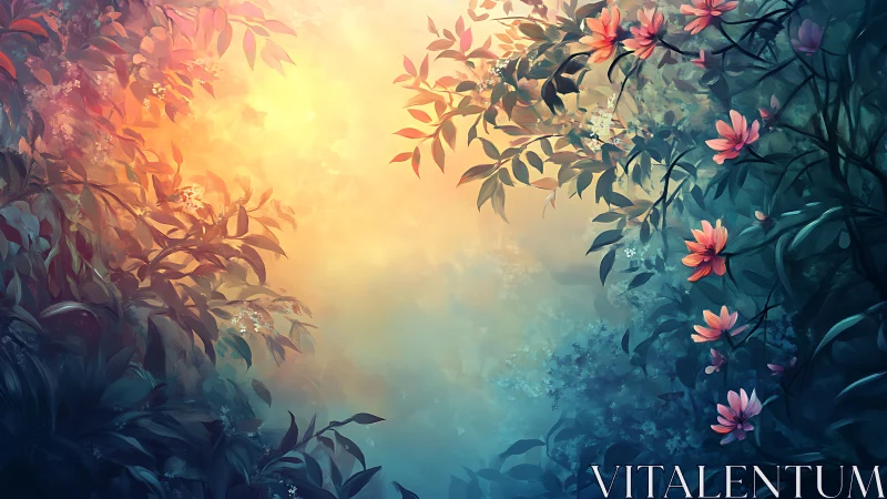 Gentle garden doorway opening into glowing morning light.