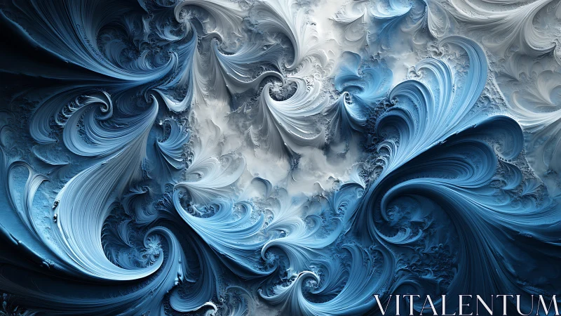 Fractal ice currents in swirling blue generative abstraction.