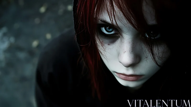 Quiet storm of blue eyes in a shadowy street corner.