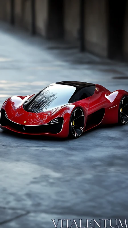Low-slung red electric hypercar concept with panoramic canopy