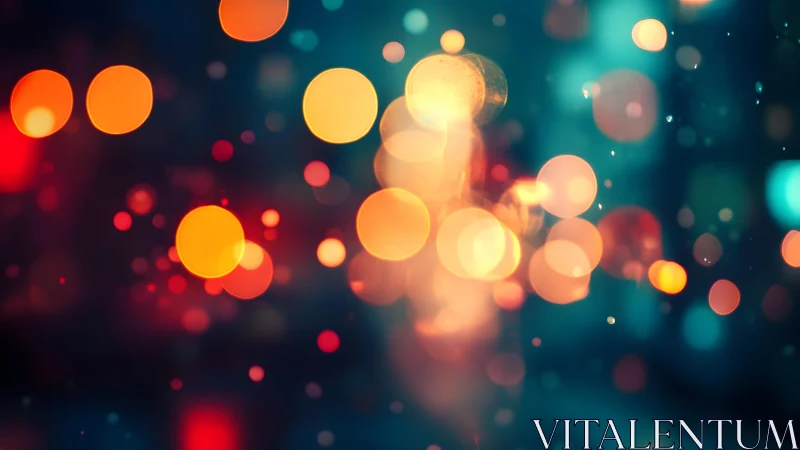 Vibrant abstract bokeh lights in dreamy, colorful night style.