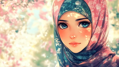 Sunlit petals dance across her serene, luminous gaze