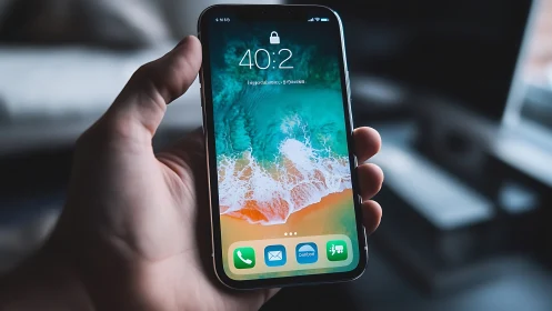 Beach-Bound Phone Glows With Turquoise Wave Wallpaper Magic