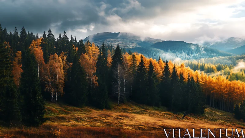 Golden Hour's Alpine Whisper: Autumn's Mosaic Majesty.