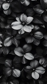 Monochromatic floral petals displaying radial symmetry and chiaroscuro depth.