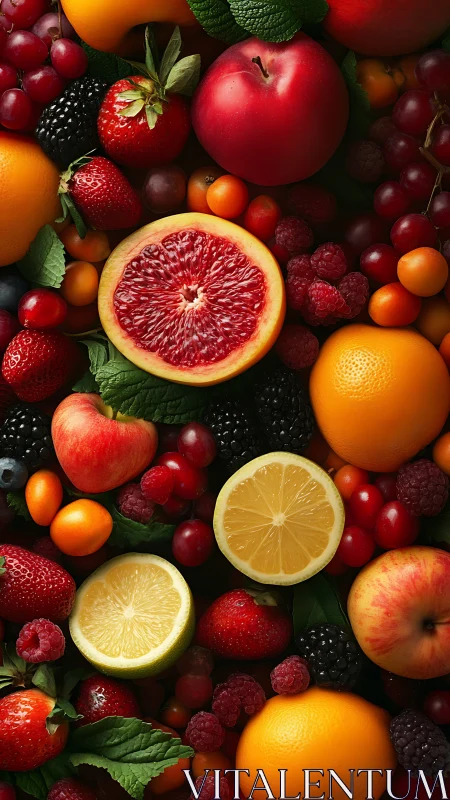 Color-saturated citrus and berry assortment fills tight frame