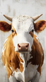 Stoic barnyard muse stares down the viewer in paintbrush calm.