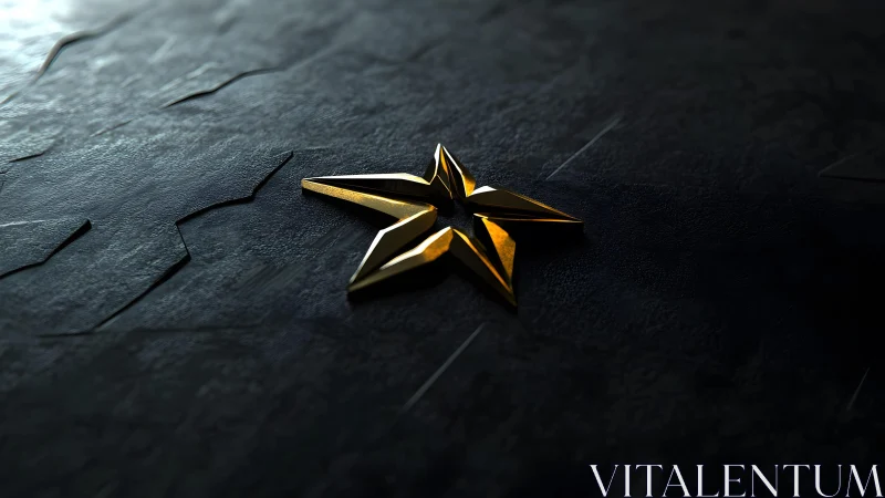 Shiny Golden Star on Dark Textured Surface, Dramatic Lighting.