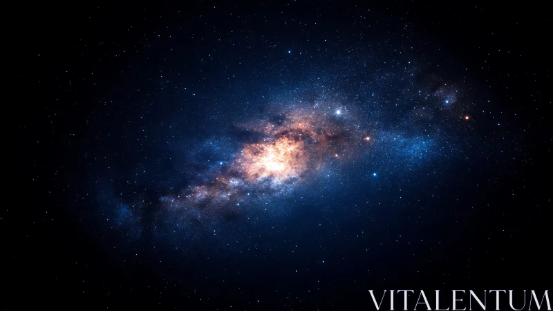 Stellar nebula core glowing within deep cosmic void.