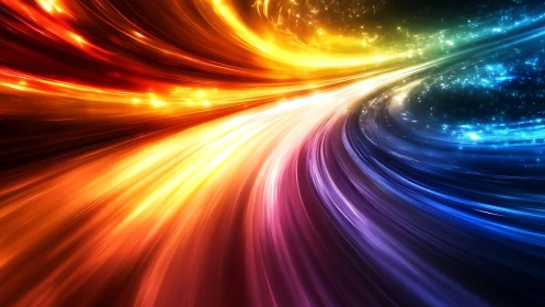 Curved multicolor light streaks in dynamic radial motion.