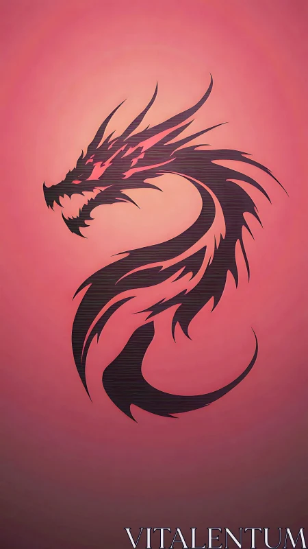 Stylized tribal dragon silhouette curves over gradient field