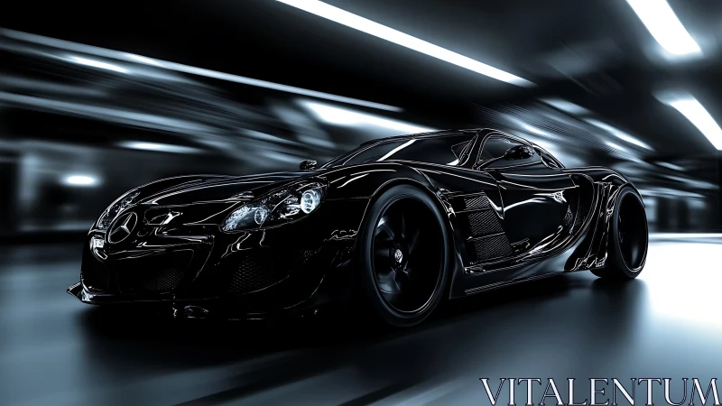 Midnight hypercar slices through neon tunnel echoes of speed