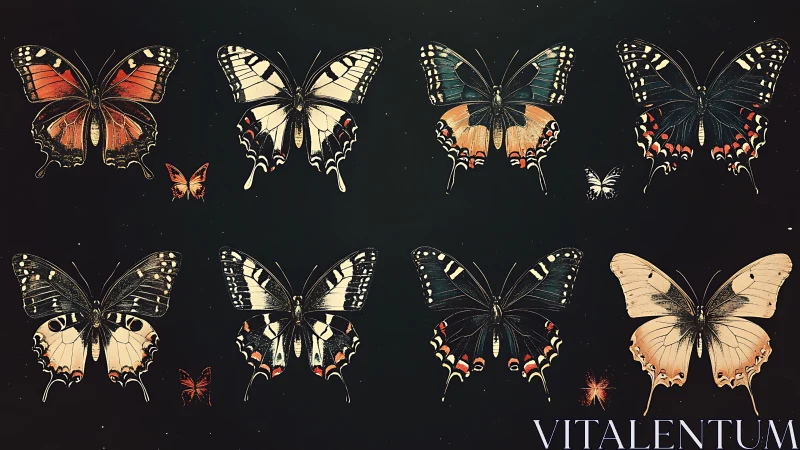 Butterfly constellations quietly arrange their painted wings