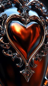 Ornate Glass Heart Glowing with Warm Amber Light