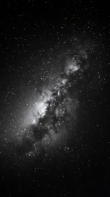 Monochrome Milky Way band rendered with high-contrast starfield