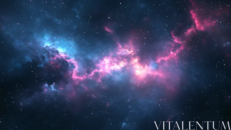 Bright pink nebula cloud stretching across deep space.