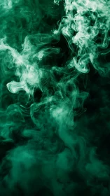 Dense green smoke swirls upward against a dark backdrop