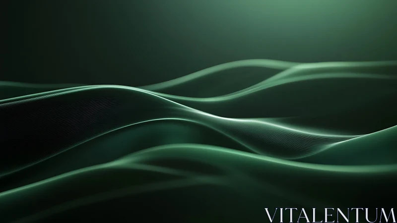 Emerald fluid waveforms flowing across a dark horizon.