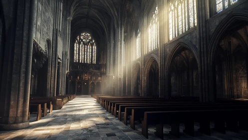 Sunlit cathedral aisle welcomes quiet steps and soft wonder