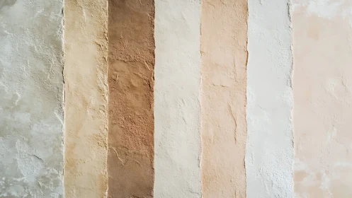 Textured plaster wall panels show warm neutral color gradients