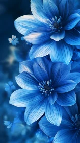 Bioluminescent Blue Cosmos Flowers with Macro Bokeh Gradients.