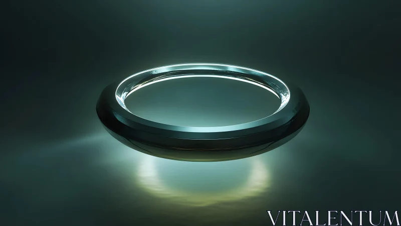 Luminous glass halo floating above a quiet teal abyss.