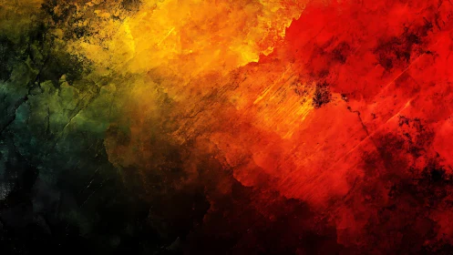 Vivid Abstract Texture With Red, Yellow, and Black Brush Strokes.