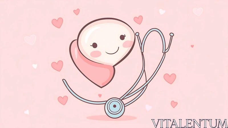 Cheerful Stethoscope Cuddles Joy Within Pink Dreams