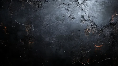 Moody textured black wall glows softly with subtle warm light