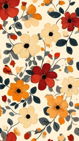 Blossoms in Warm Tones Dance Across Cream.