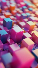 Chromatic extruded voxel grid renders glossy depth-of-field study