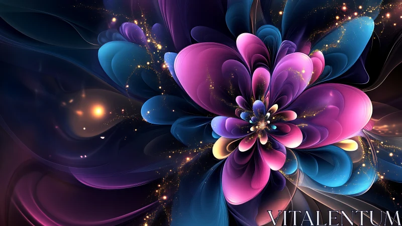 Iridescent fractal blossom with luminous cosmic petals.