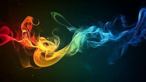 Multicolor volumetric light trails form abstract flowing spectrum