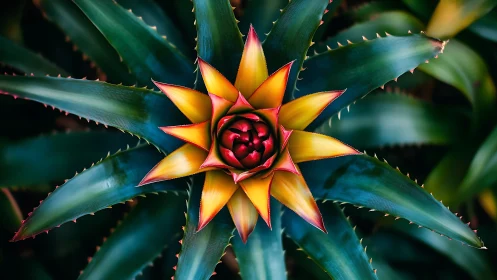 Tropical Inferno Bursts Against Spiky Emerald Guardians