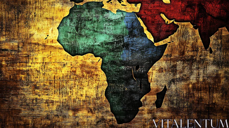 Textured Africa map overlays bold tricolor weathered surface
