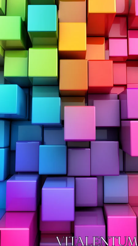 Vibrant 3D cubes stack into a glossy geometric color wall