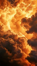 Dramatic Fiery Clouds Breaking Through Golden Sunlight