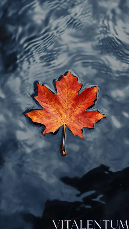 Hydrodynamic drift of a maple leaf on low-turbulence water surface.