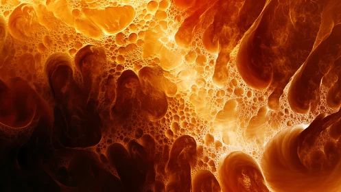 Solar foam cascades through molten caverns of liquid light.