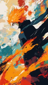 Side profile shows stylized figure amid dynamic color fields