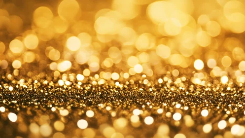Gold glitter surface with blurred bokeh light background.