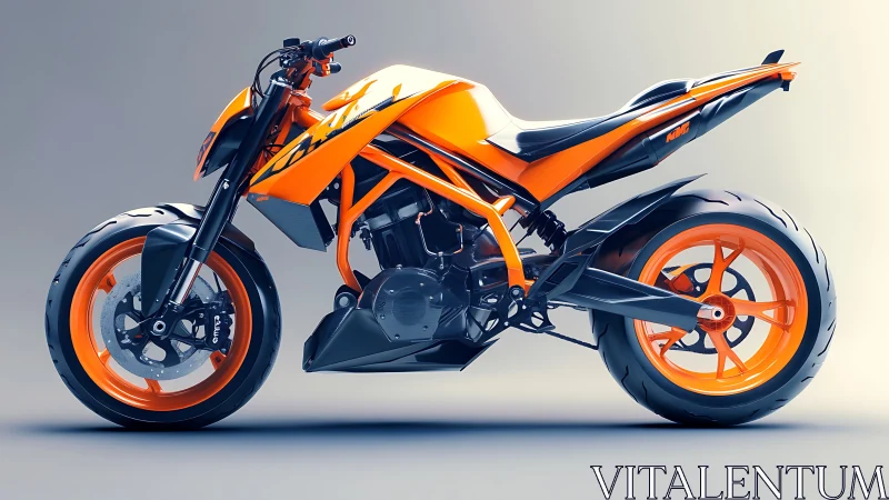 Electric orange sport motorcycle rendered in studio light.