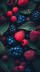 Macro composition isolates fresh mixed berries with directional light