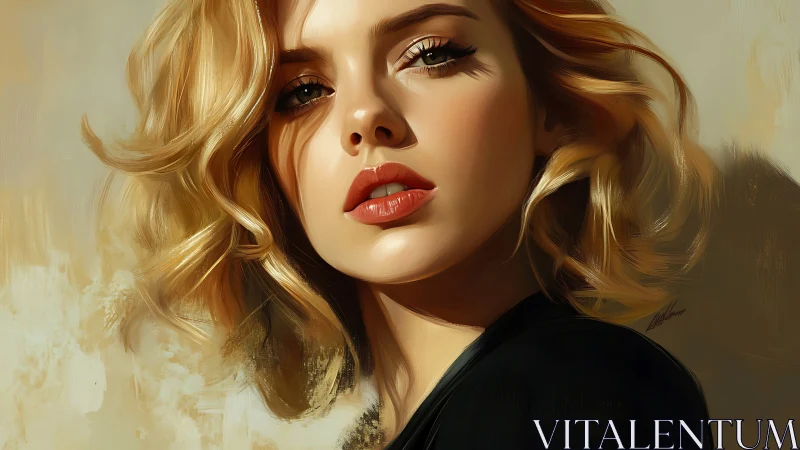 Digital portrait study with luminous blonde hair rendering.