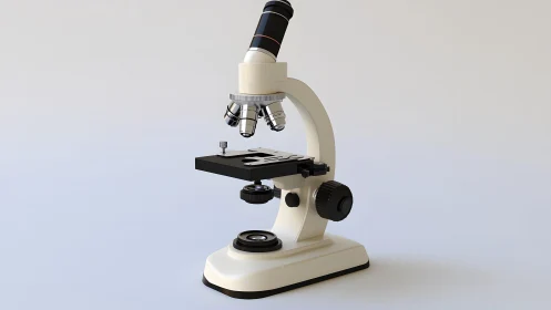 Classic laboratory microscope on plain background, realistic style.