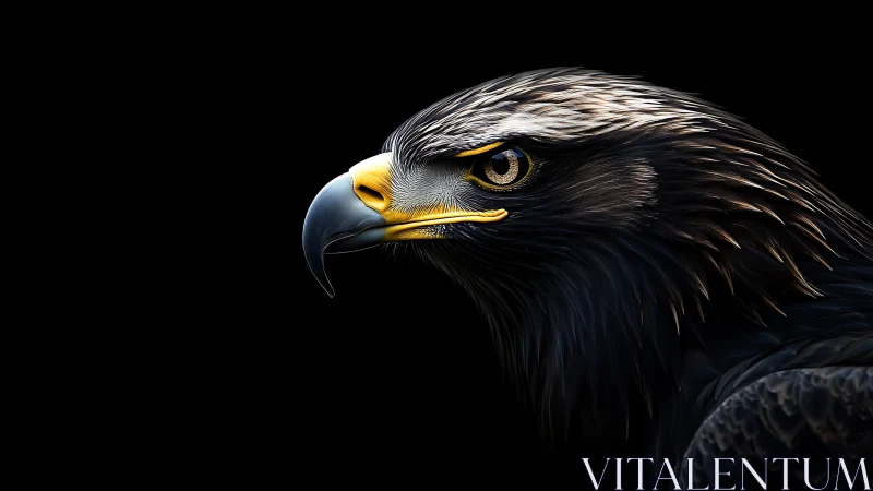 Majestic Golden Eagle Portrait on Black Background, Realistic Style.