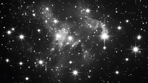 Monochrome wide-field stellar region shows dense starfield