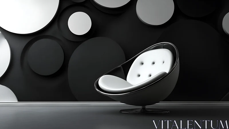 Modernist furniture design render with elliptical seating form